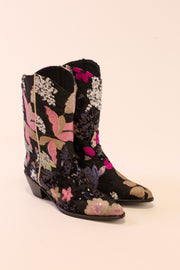 BLACK SEQUIN BOOTS ASBA - sustainably made MOMO NEW YORK sustainable clothing, slow fashion