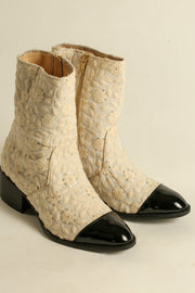 EMBROIDERED SILK PATENT BLACK CAP BOOTS COCOCHA - sustainably made MOMO NEW YORK sustainable clothing, boots slow fashion