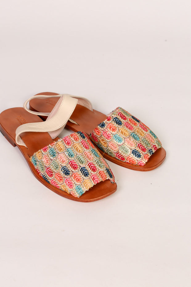 EMBROIDERED SILK SANDALS LISA - sustainably made MOMO NEW YORK sustainable clothing, sandals slow fashion