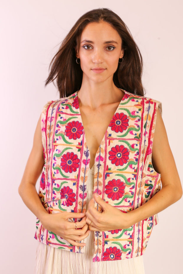 EMBROIDERED VEST OGLU - sustainably made MOMO NEW YORK sustainable clothing, new slow fashion