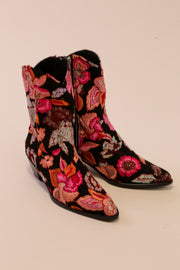 FLOWER SEQUIN EMBROIDERED BOOTS LISA - sustainably made MOMO NEW YORK sustainable clothing, slow fashion