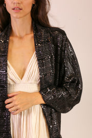 SEQUIN EMBROIDERED SHORT KIMONO MIDI - sustainably made MOMO NEW YORK sustainable clothing, new slow fashion