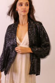 SEQUIN EMBROIDERED SHORT KIMONO MIDI - sustainably made MOMO NEW YORK sustainable clothing, new slow fashion