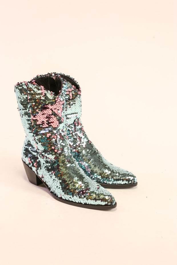 TWO TONE SEQUIN BOOTS TAHSI - sustainably made MOMO NEW YORK sustainable clothing, slow fashion