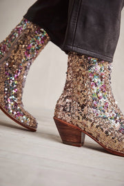 ASTERIA SEQUIN ANKLE BOOTS X FREE PEOPLE - sustainably made MOMO NEW YORK sustainable clothing, boots slow fashion