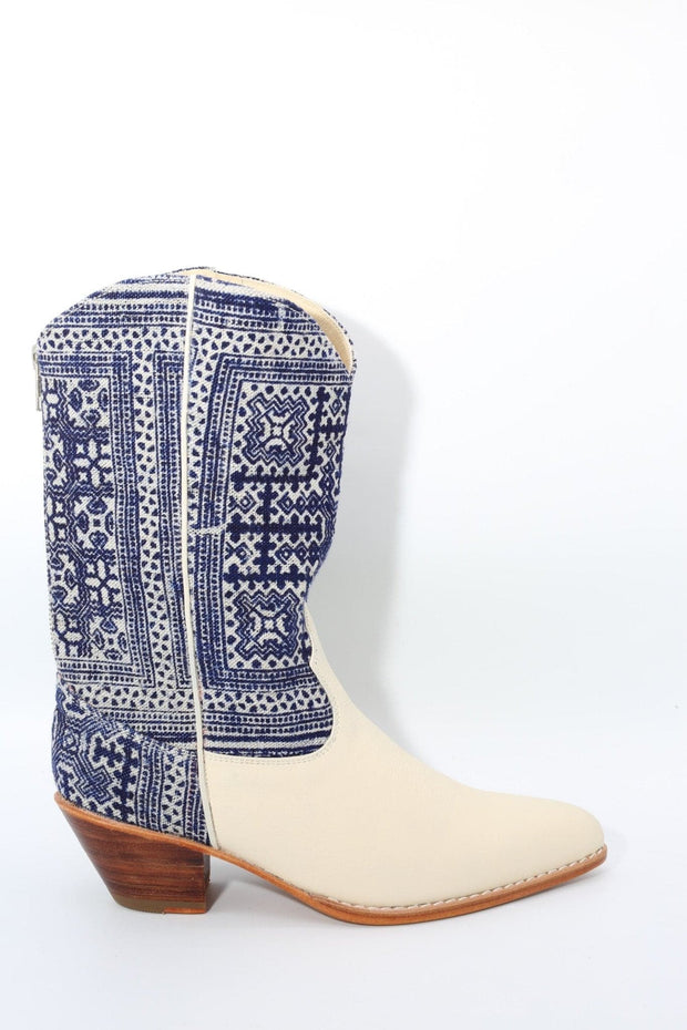 BATIK INDIGO WESTERN BOOTS MOLI - sustainably made MOMO NEW YORK sustainable clothing, boots slow fashion