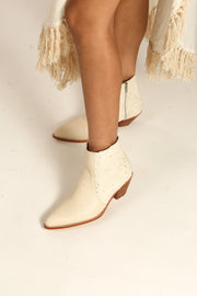 CREME LEATHER CREME EMBROIDERED FABRIC BOOTS SEL - sustainably made MOMO NEW YORK sustainable clothing, boots slow fashion