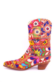 EMBROIDERED PATCHWORK BOOTS SAMSARA - sustainably made MOMO NEW YORK sustainable clothing, boots slow fashion