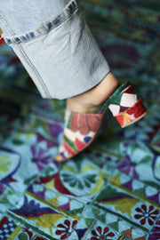 EMBROIDERED PATCHWORK SANDAL MULES LULU - sustainably made MOMO NEW YORK sustainable clothing, mules slow fashion