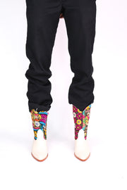 EMBROIDERED PATCHWORK WESTERN BOOTS ANDROMEDA - sustainably made MOMO NEW YORK sustainable clothing, boots slow fashion