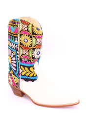 EMBROIDERED PATCHWORK WESTERN BOOTS ANDROMEDA - sustainably made MOMO NEW YORK sustainable clothing, boots slow fashion