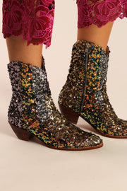 EMBROIDERED SEQUIN BOOTS ASTERIA - sustainably made MOMO NEW YORK sustainable clothing, boots slow fashion