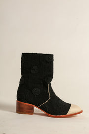 EMBROIDERED SILK CREAM CAP BOOTS LARA - sustainably made MOMO NEW YORK sustainable clothing, boots slow fashion