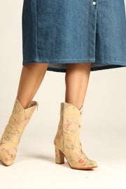 HIGH HEEL EMBROIDERED BOOTS DAINE - sustainably made MOMO NEW YORK sustainable clothing, boots slow fashion