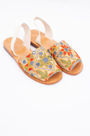 INDIAN EMBROIDERED LEATHER SANDALS DESSA - sustainably made MOMO NEW YORK sustainable clothing, mules slow fashion