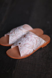 LEATHER SOLE SLIP ON SANDALS PHILOMENE - sustainably made MOMO NEW YORK sustainable clothing, sandals slow fashion