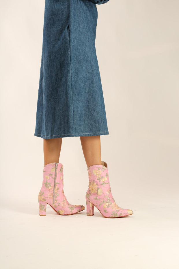 LIGHT PINK HIGH HEEL BOOTS PERRY - sustainably made MOMO NEW YORK sustainable clothing, boots slow fashion