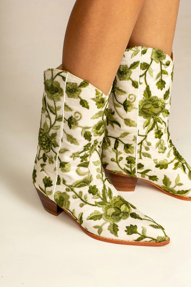 NATURE LOVE EMBROIDERED WESTERN BOOTS - sustainably made MOMO NEW YORK sustainable clothing, wholesaleshoes slow fashion