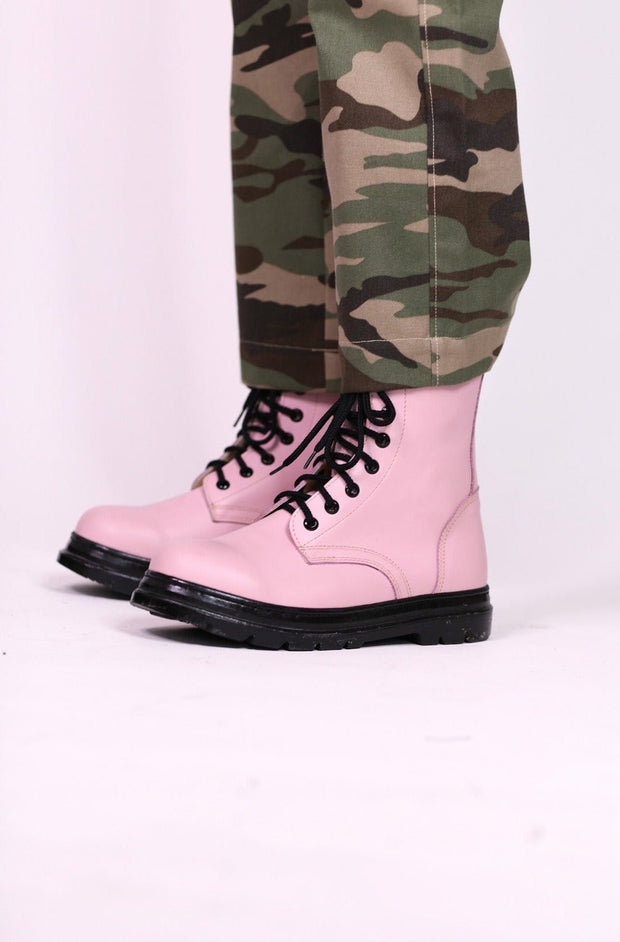 PINK COMBAT BOOTS ADA - sustainably made MOMO NEW YORK sustainable clothing, boots slow fashion