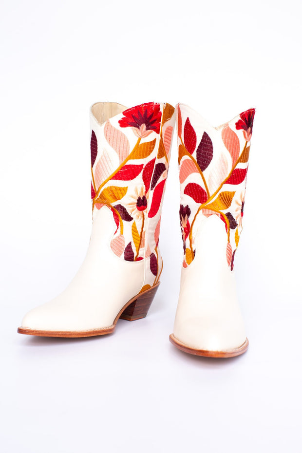 EMBROIDERED FLOWER WESTERN BOOTS X ANTHROPOLOGIE - sustainably made MOMO NEW YORK sustainable clothing, boots slow fashion