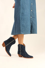 SHORT DENIM BOOTS SANTI - sustainably made MOMO NEW YORK sustainable clothing, boots slow fashion