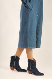 SHORT DENIM BOOTS SANTI - sustainably made MOMO NEW YORK sustainable clothing, boots slow fashion