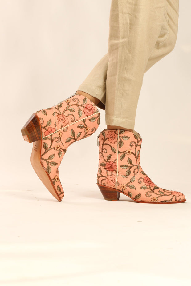 SHORT EMBROIDERED BOOTS URETA - sustainably made MOMO NEW YORK sustainable clothing, boots slow fashion