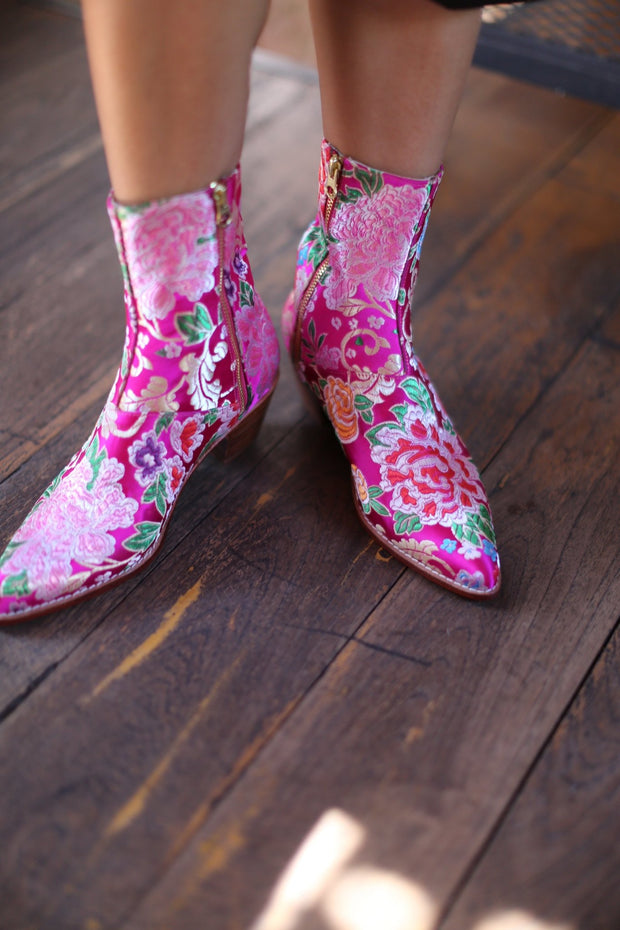 SILK ANKLE BOOTS TIFFANY - sustainably made MOMO NEW YORK sustainable clothing, boots slow fashion