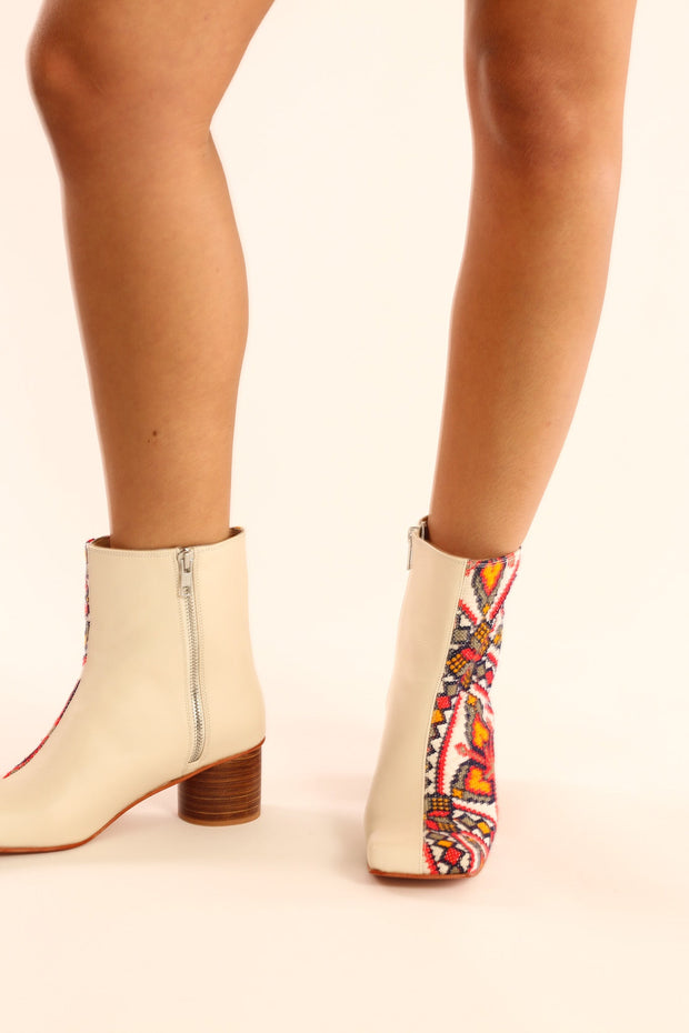 SPLIT LEATHER FABRIC BOOTS DAHLIA - sustainably made MOMO NEW YORK sustainable clothing, boots slow fashion