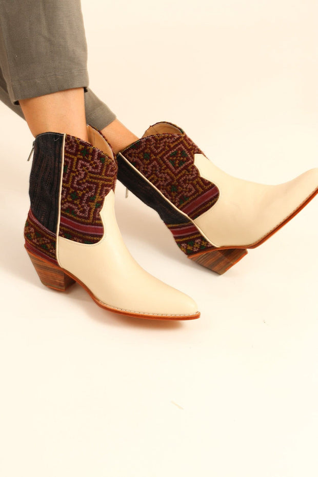 TRIBAL FABRIC SHORT BOOTS IRUS - sustainably made MOMO NEW YORK sustainable clothing, boots slow fashion